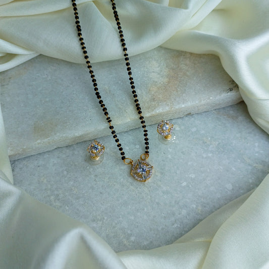 CZ/AD Mangalsutra with Earring | Two Tone Plating
